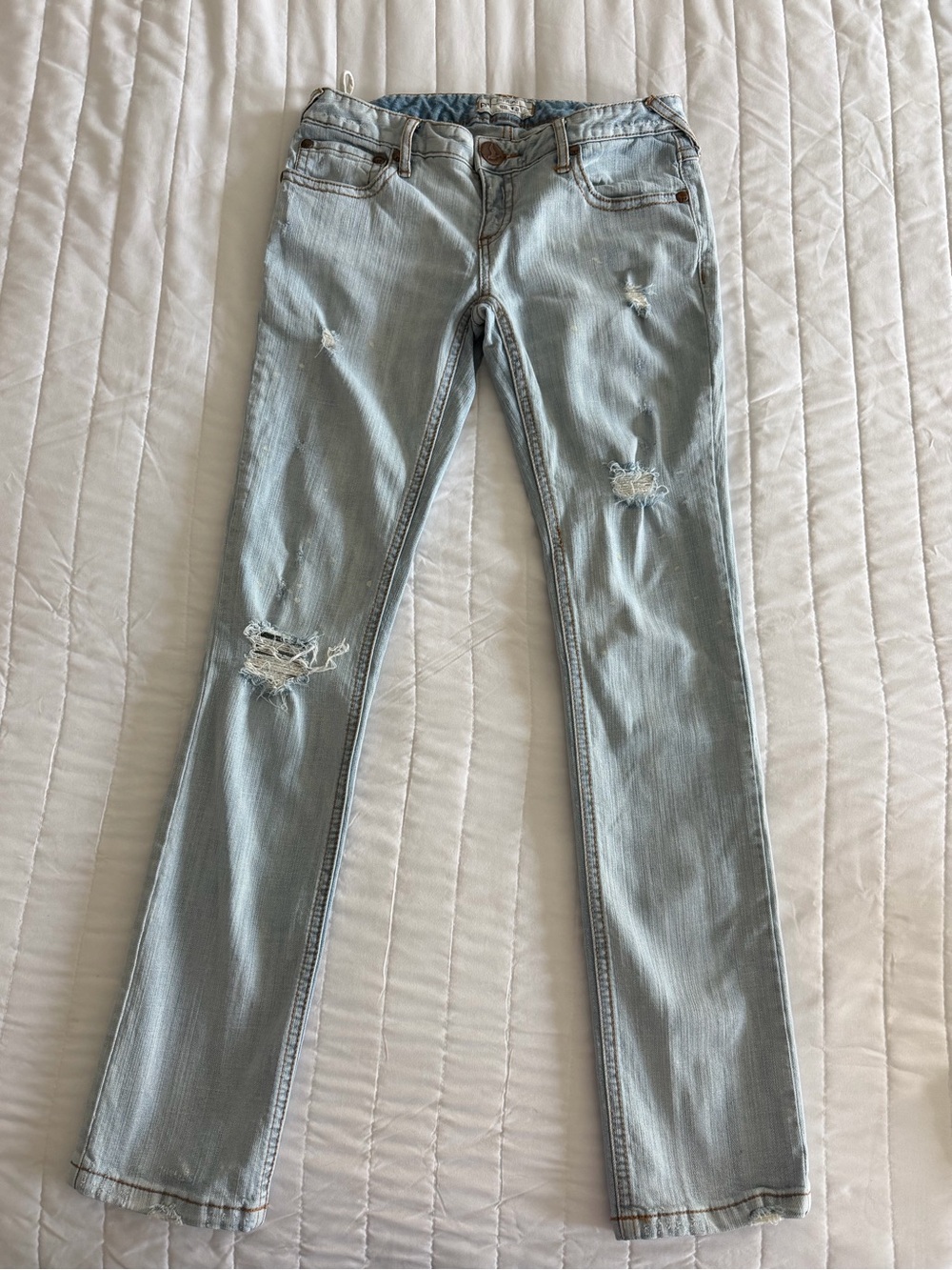 Free People Light Wash Distressed Skinny Jeans